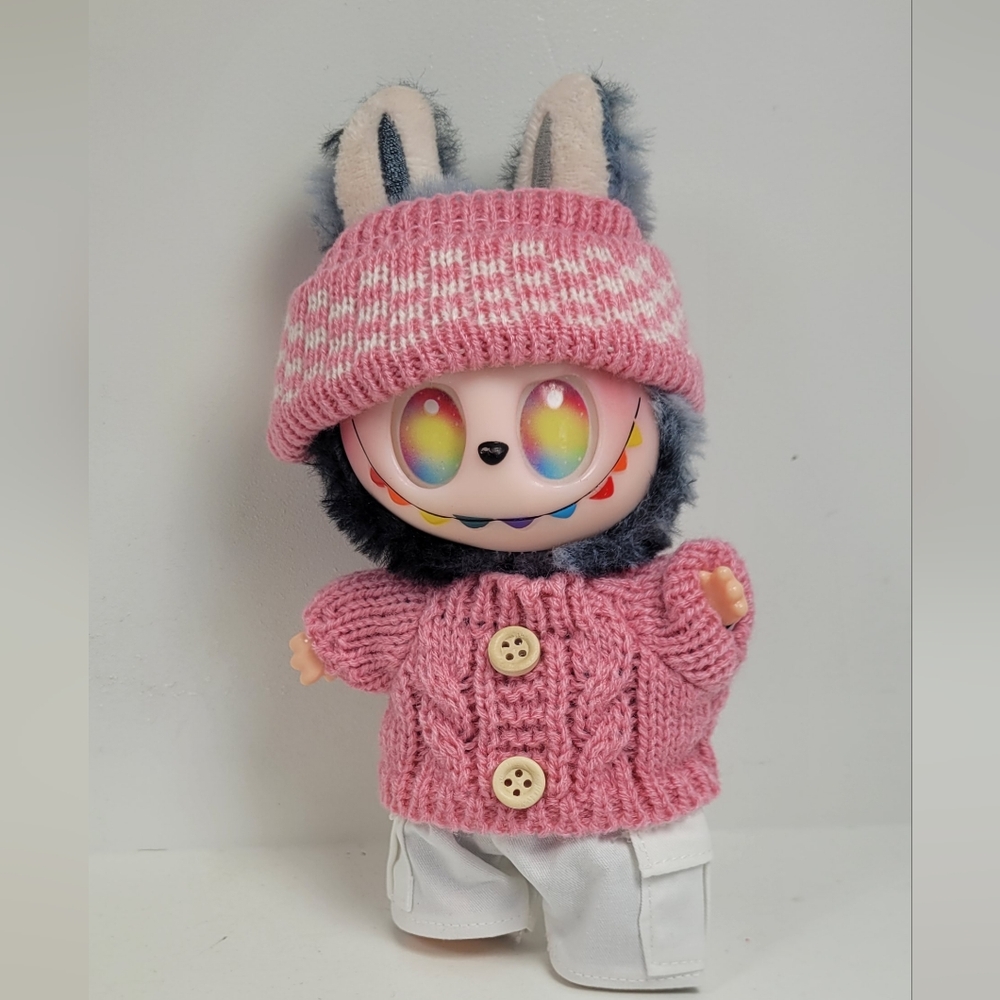 Pink Knit Sweater Doll with Hat